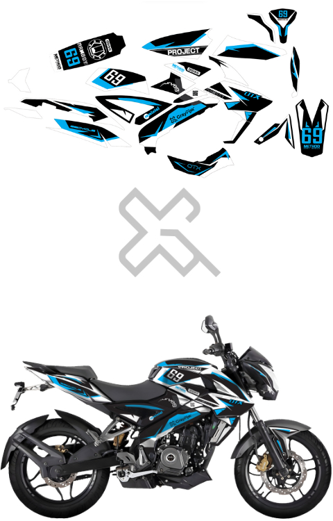 Project 69 Edition Full Body Sticker Compatible with Pulsar NS 125/160/200 | Made in Premium Gloss Vinyl with FPF (Fade Protection Film), Precut Sticker, Waterproof, Pack of 1